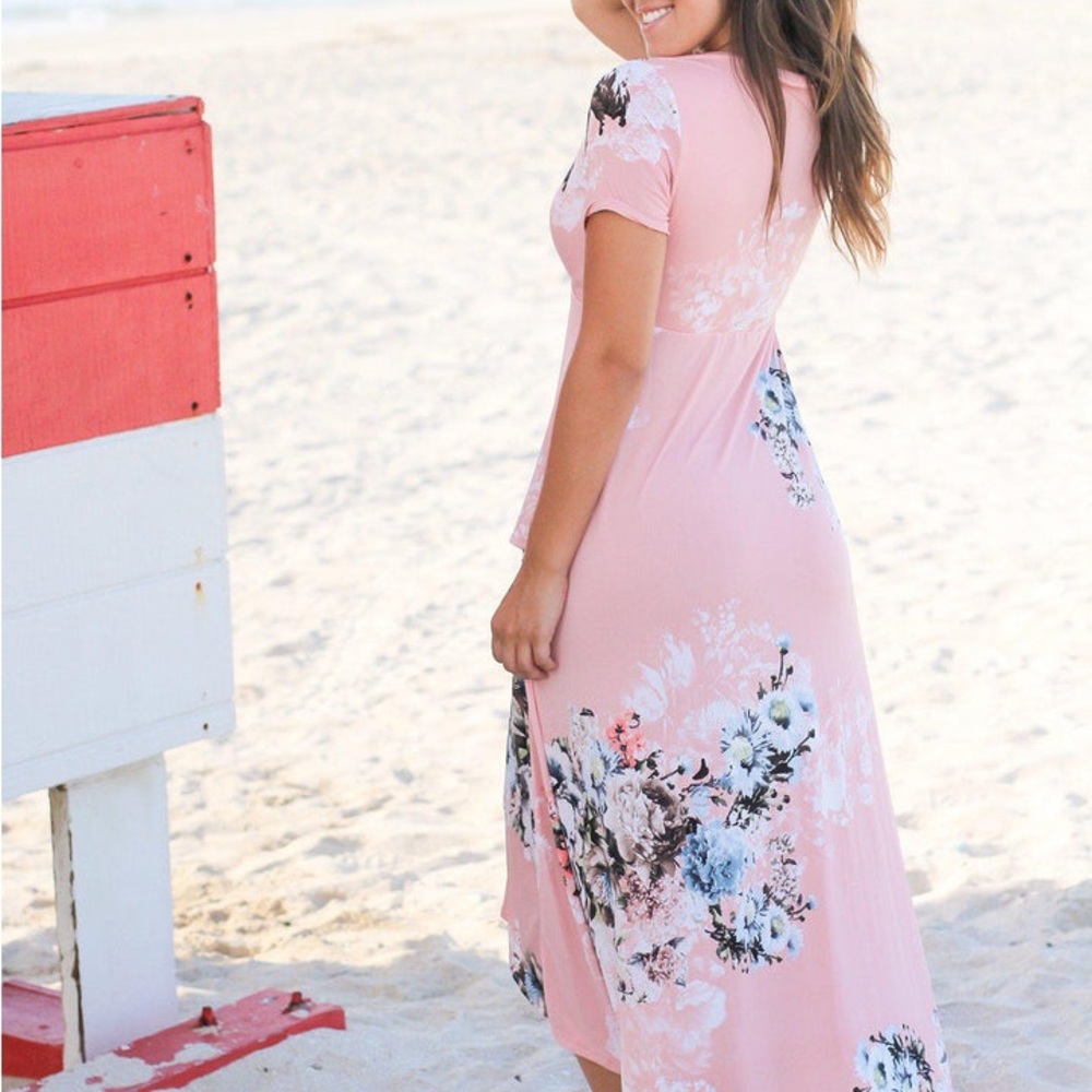 “Saved by the Dress” floral hi-low stretch dress, size small - Picture 2 of 6